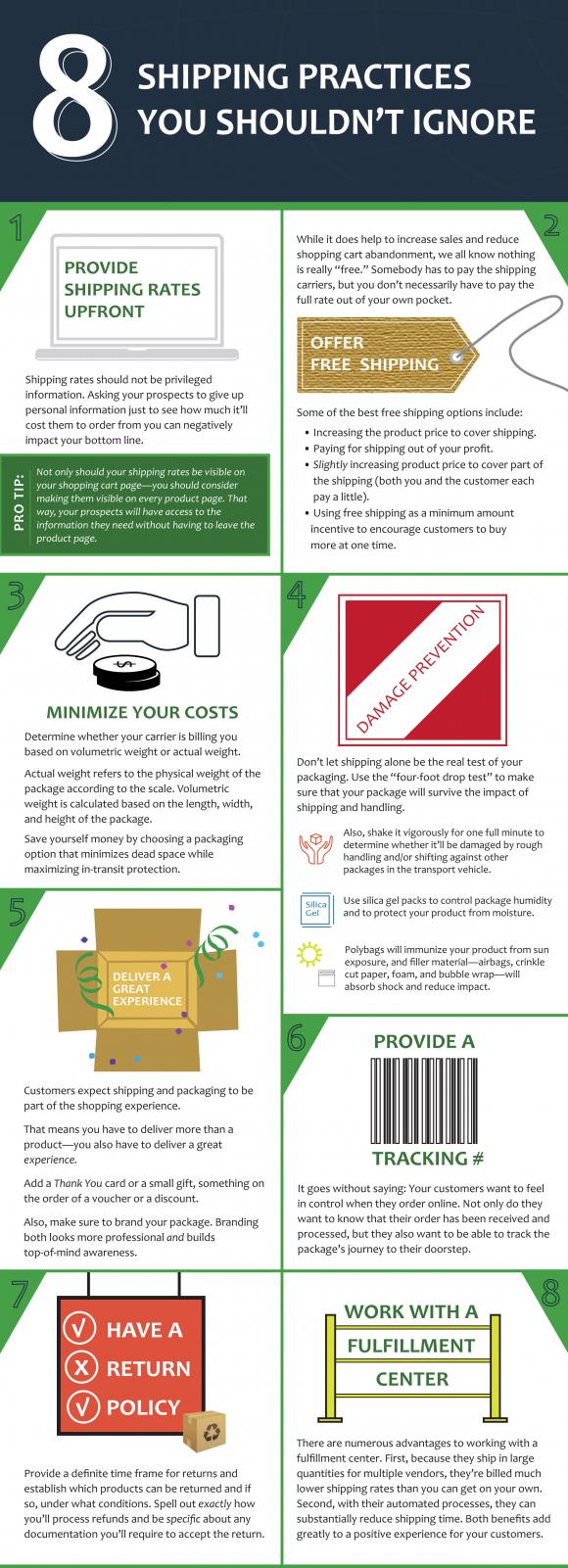 Infographic outlining the eight shipping practices that can't be ignored.