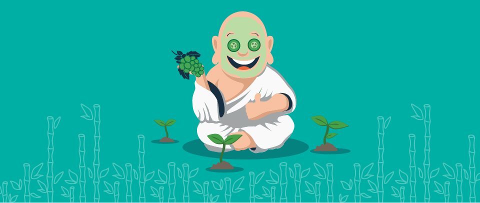 Budd the Monk, the most powerful of ShipMonk's happiness engineers, plants seeds in his backyard while relaxing with a cucumber face mask.