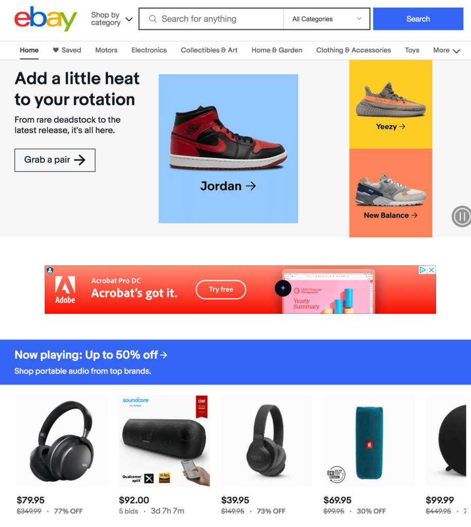Hello there, friend! Imagine a vibrant treasure trove greeting you as you step into the virtual hallway of eBay. Picture this: sparkling ads featuring those iconic Jordan and New Balance sneakers catching your eye, alongside an enticing offer for Acrobat Pro DC – its like browsing through your favorite magazine with a cup of coffee in hand. As we journey further into this delightful bazaar, youll notice the compelling bids and discounts on nifty gadgets such as an Air Fryer and sleek wireless speakers or headphones. Its an atmosphere teeming with opportunity! And heres where the magic truly happens – thanks to seamless fulfillment services from incredible logistics wizards like ShipMonk.com. Theyre the behind-the-scenes maestros ensuring everything from Motors to Electronics reaches you efficiently, making every click feel seamless and every purchase special. Happy exploring!. via ShipMonk.com