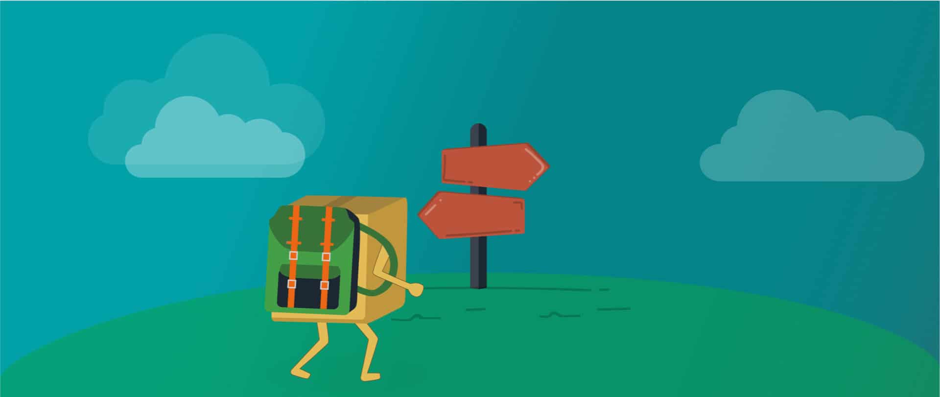 Bob the Box hitchhikes up a hill to find his new warehouse location.