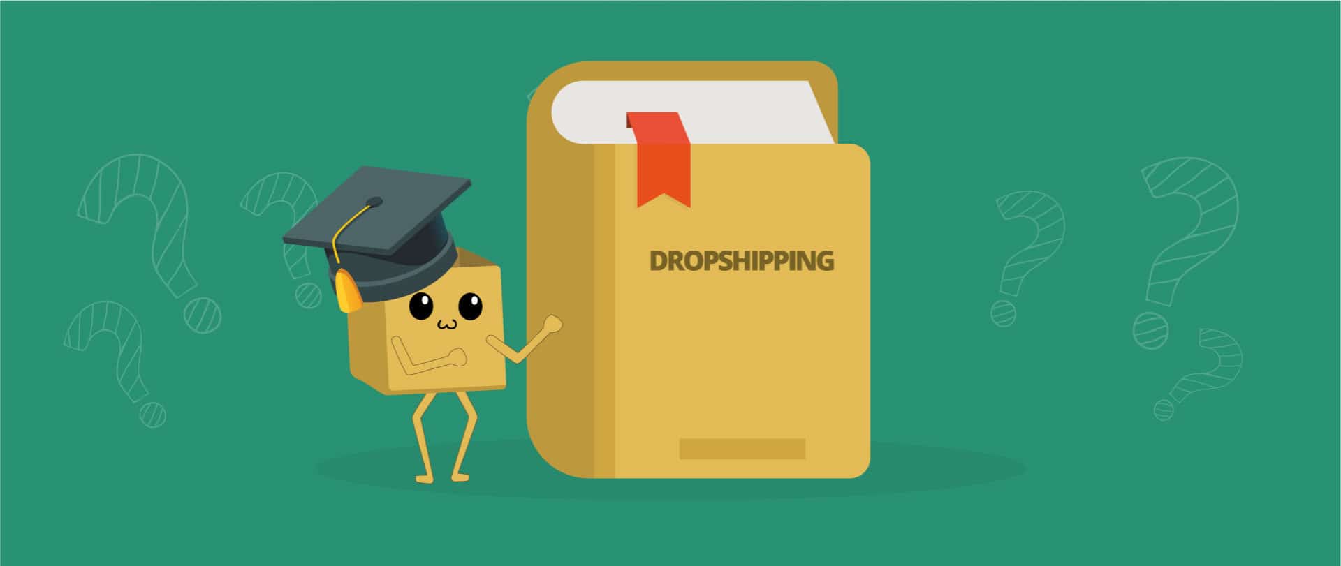 Bob the Box stands next to a book about drop shipping.