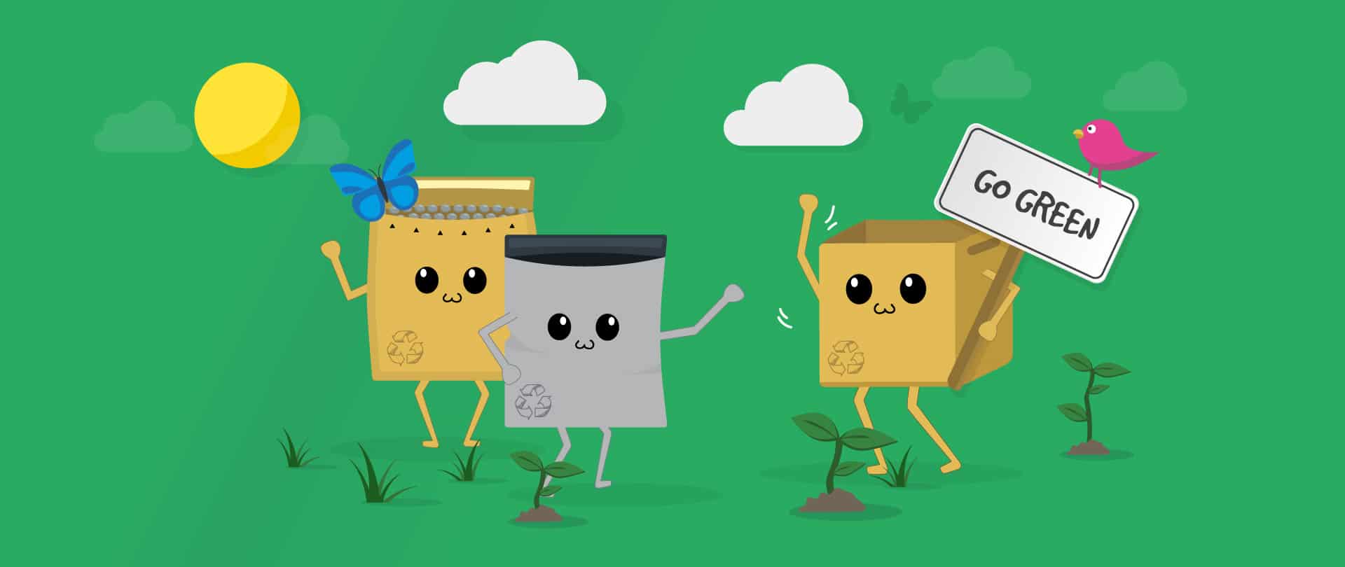 Bob the Box and his pals celebrate the positive impact of eco-friendly packaging.