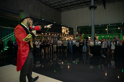 Jan Bednar, ShipMonk's CEO, giving a speech at the new headquarters launch.