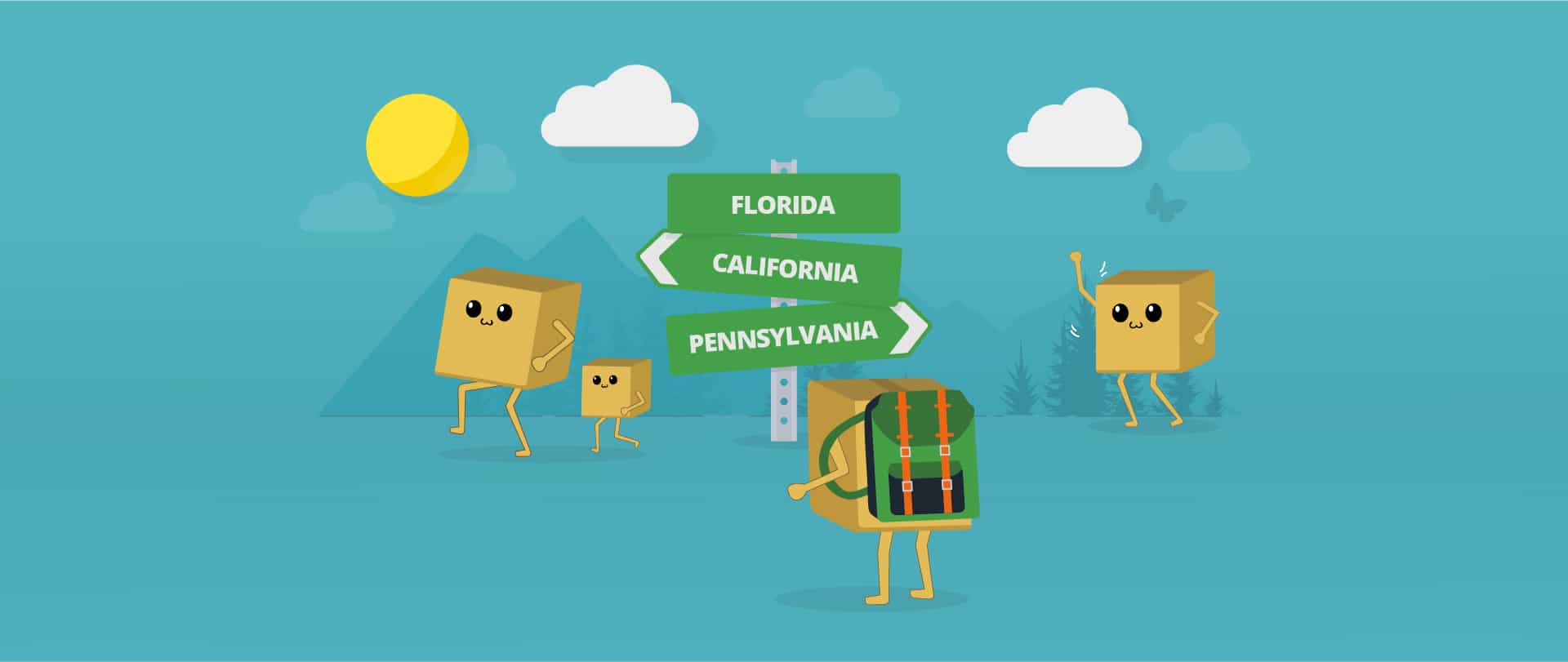 A group of hitchhiking boxes ponder over their next destination.