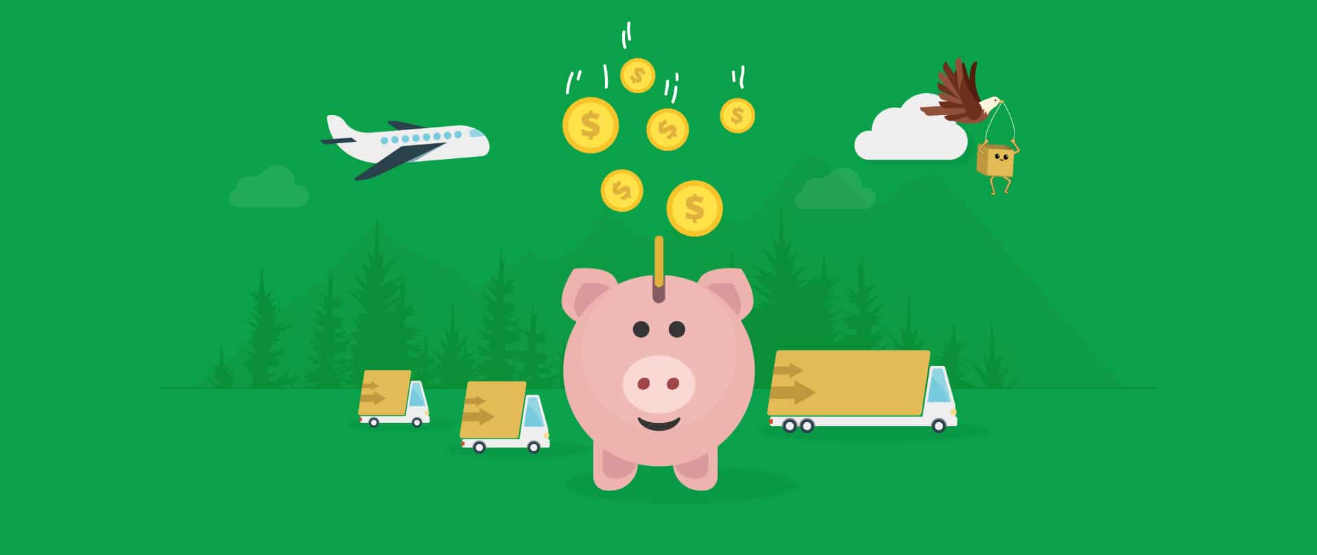 A piggy bank shoots out gold coins.