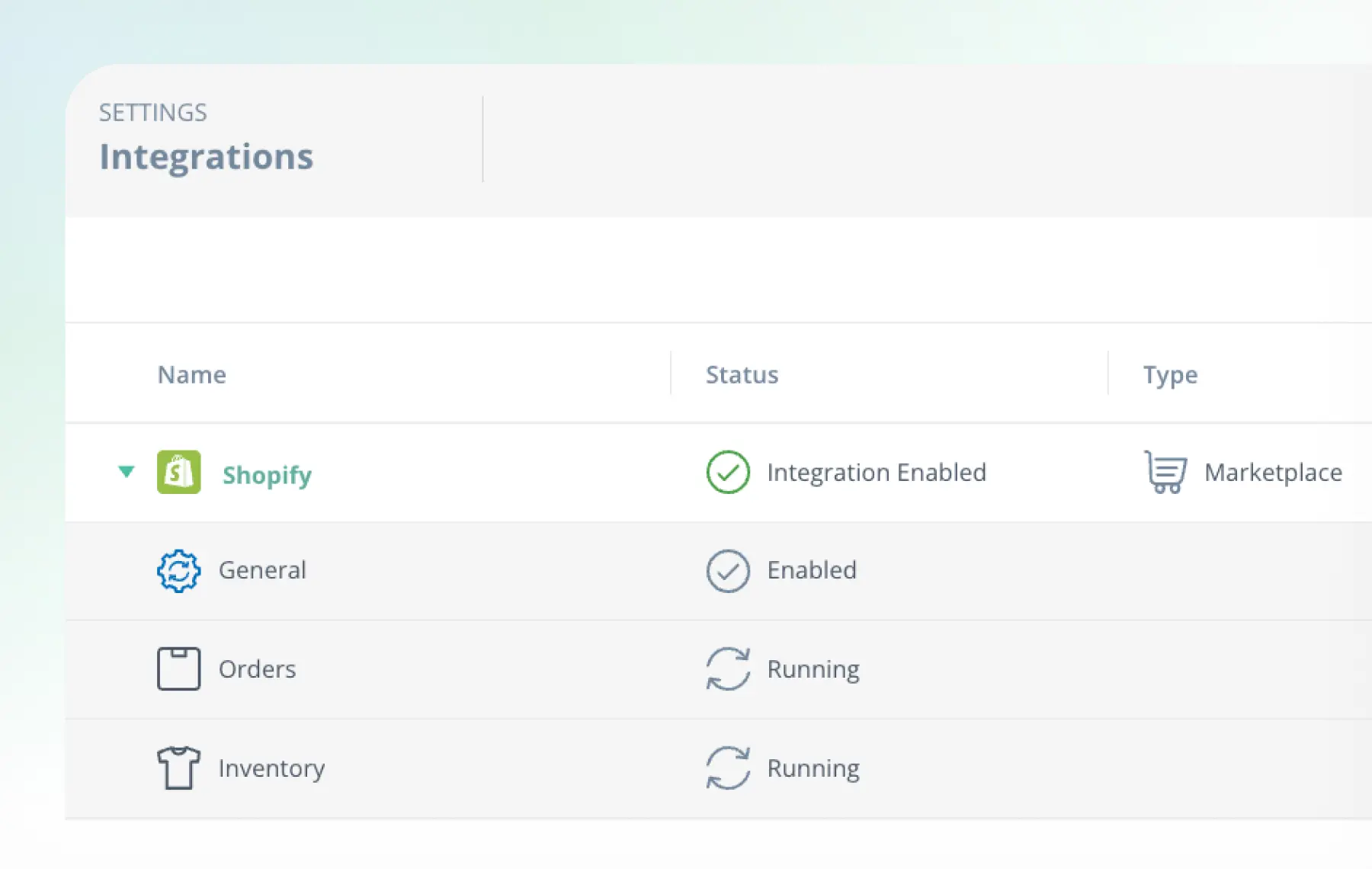 At ShipMonk.com, integrations shine: Shopify's enabled as Marketplace, General is on, with Orders and Inventory happily running. via ShipMonk.com