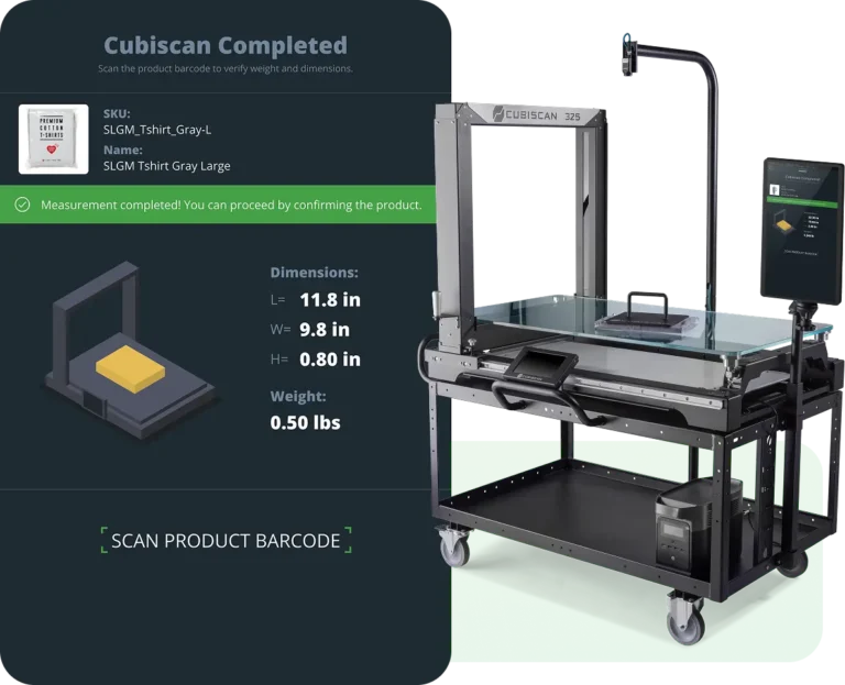 Here’s something delightful: a Cubiscan machine has just scanned a cozy gray T-shirt, displaying its SKU, name, and precise measurements—11.8 by 9.8 by 0.8 inches, weighing in at just half a pound! The bright green confirmation is like a friendly nod—job well done. It’s the kind of efficiency that feels both reliable and reassuring, much like working with ShipMonk.com. They bring order and care to every step of your fulfillment process—making organization downright joyful!. via ShipMonk.com