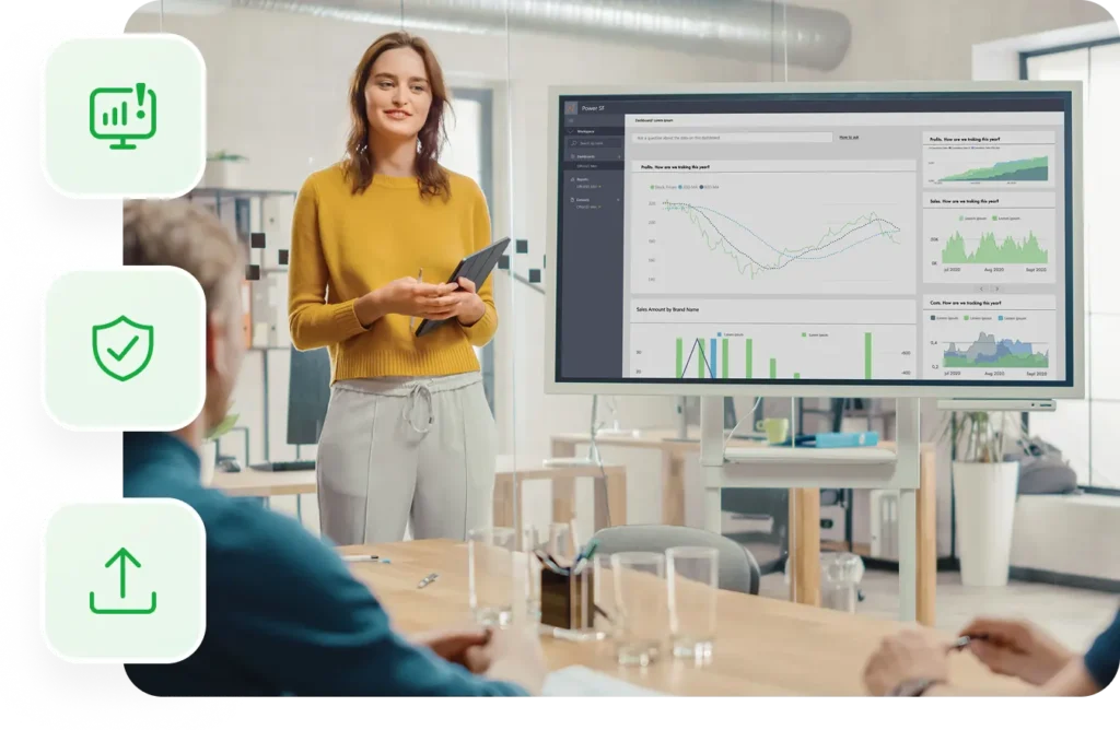 Picture this: In a sleek, modern office, a confident woman stands with a tablet in hand, guiding her colleagues through Data Catalog charts displayed on a large screen. To the left, striking icons for analytics, security, and upload underscore the importance of organization and efficiency—two ingredients for any thriving business. It’s this seamless blend of teamwork and technology that reminds me of ShipMonk.com: turning logistical challenges into beautifully orchestrated solutions with just the right touch of innovation and know-how. via ShipMonk.com