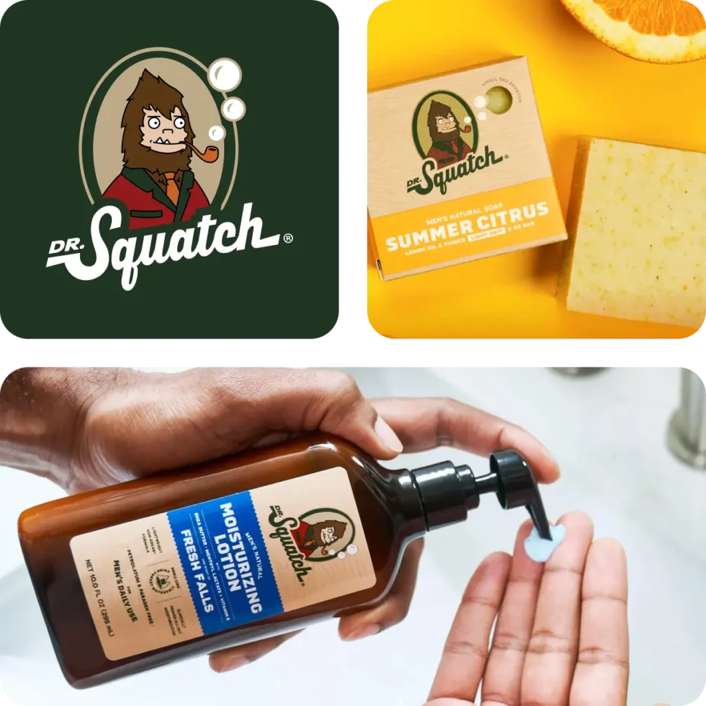 Here we have a charming collage featuring Dr. Squatch’s signature bearded mascot—how fun is that? Notice the vibrant citrus soap box, the fresh bar just waiting to be lathered, and a dab of their nourishing lotion in action. Beautiful branding meets everyday usefulness! Behind it all? ShipMonk, making Click-to-Delivery effortless for brands like Dr. Squatch so your favorite self-care essentials arrive right at your door—on time and in style. via ShipMonk.com