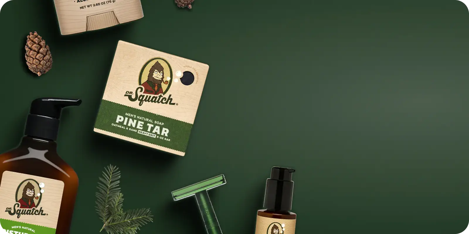 There’s something wonderfully inviting about the earthy charm of Dr. Squatch Pine Tar soap and lotion, especially when paired with a vibrant green razor and thoughtfully arranged pinecones and needles atop a dark green canvas. The open space to the right? That’s where possibility lives—just like ShipMonk’s seamless Click-to-Delivery process makes every shipment efficient, reliable, and right on time. It’s all about bringing a touch of nature—and convenience—to your doorstep, beautifully managed every step of the way. via ShipMonk.com