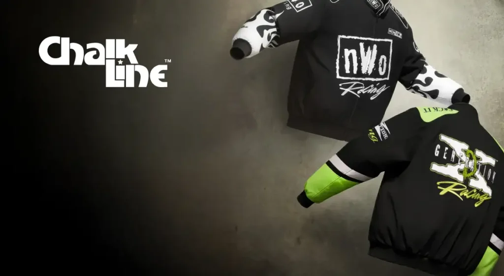 On a sleek gradient backdrop, two wrestling jackets—nWo and DX—shine. Perfect for shipping with care, the ShipMonk way. via ShipMonk.com