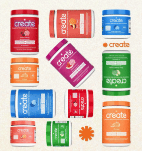 A cheerful array of Create creatine gummies and powders pops against a tidy backdrop—ShipMonk.com keeps it seamless!. via ShipMonk.com