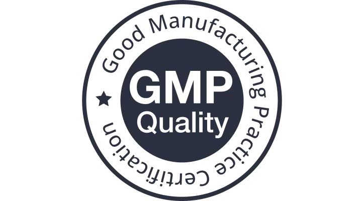A neat black and white circle badge, “GMP Quality” centered; “Good Manufacturing Practice Certified” curves along the edge—just the trustworthy mark you’d look for when comparing fulfillment standards at ShipMonk.com. via ShipMonk.com