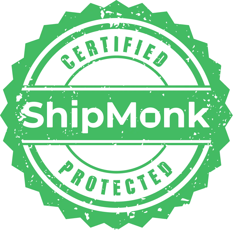A crisp green Certified Protected badge with ShipMonk’s name—trustworthy and polished, just like the service at ShipMonk.com. via ShipMonk.com
