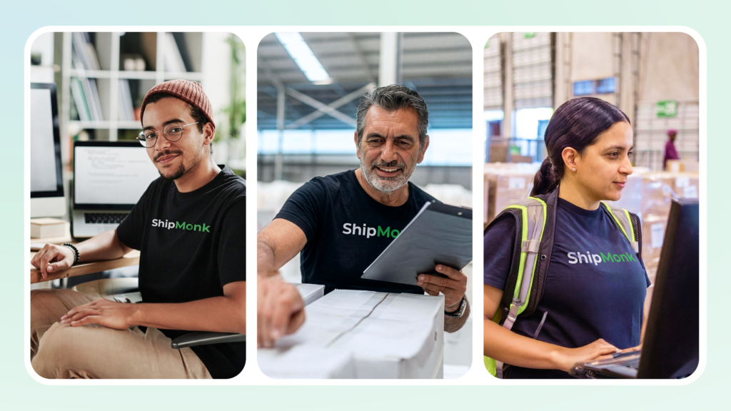 ShipMonk.com’s team brings warmth and care: one logs details at a desk, another checks stock, a third navigates storage online. via ShipMonk.com
